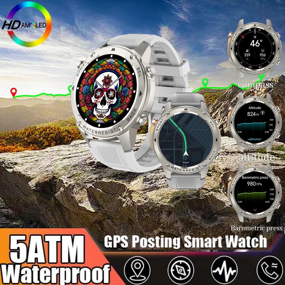 

GPS outdoor sports smart watch with swimming diving altitude pressure compass automatic identification of 170+ sports mode wire