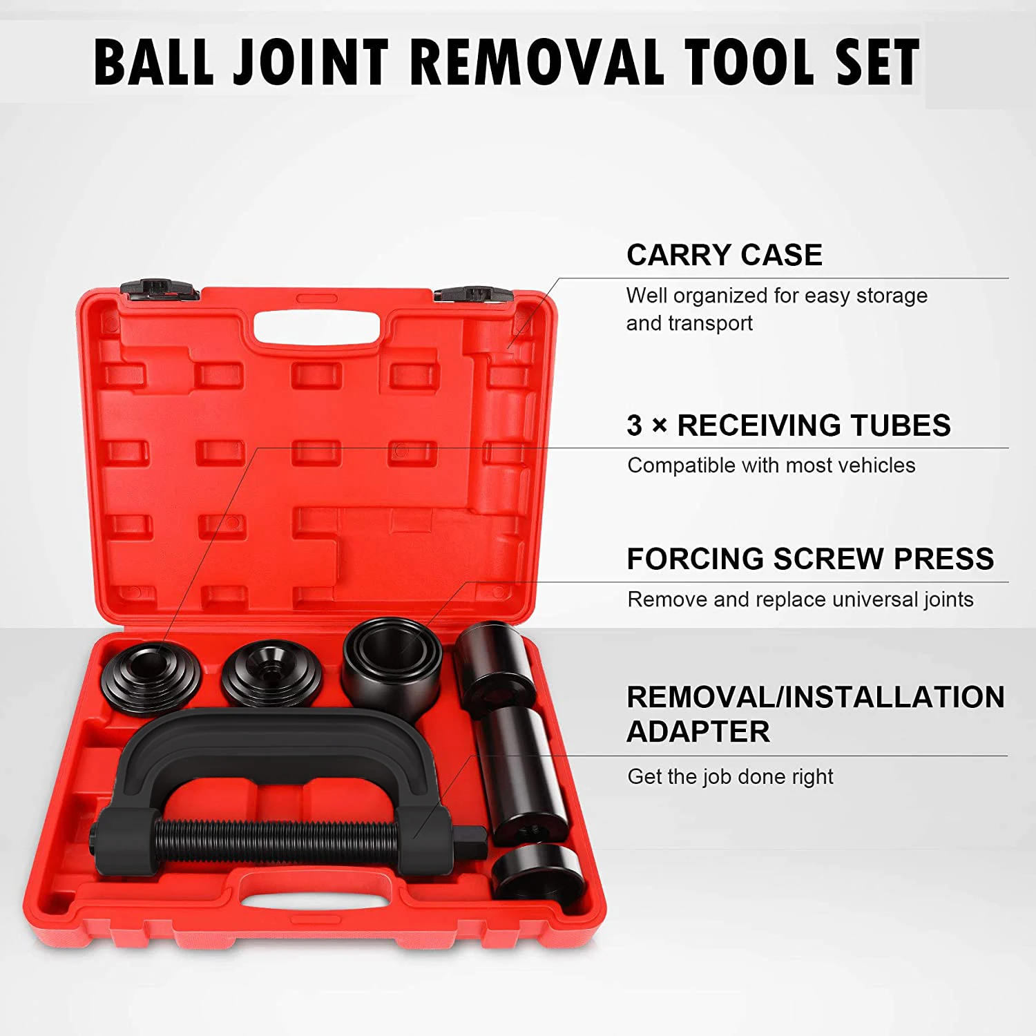 10PCS Heavy Duty Ball Joint Press 4 in 1 & U Joint Removal Tool Kit with 4WD Adapters