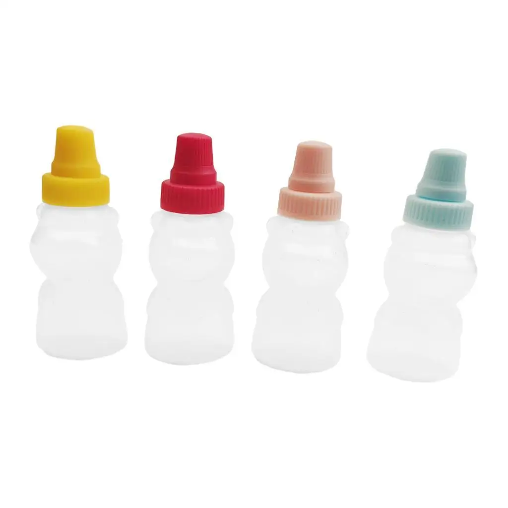 25ml Mini Condiment Bottles with Attached Caps for Syrup Honey Olive Oil Salad Dressing on the Go