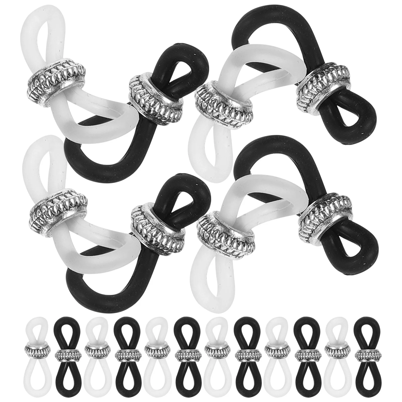 

20Pcs Anti Slip Eyeglass Chain Ends Silicone Connectors for Glasses Sunglasses Reading Practical Holder Eyeglass Chain Ends