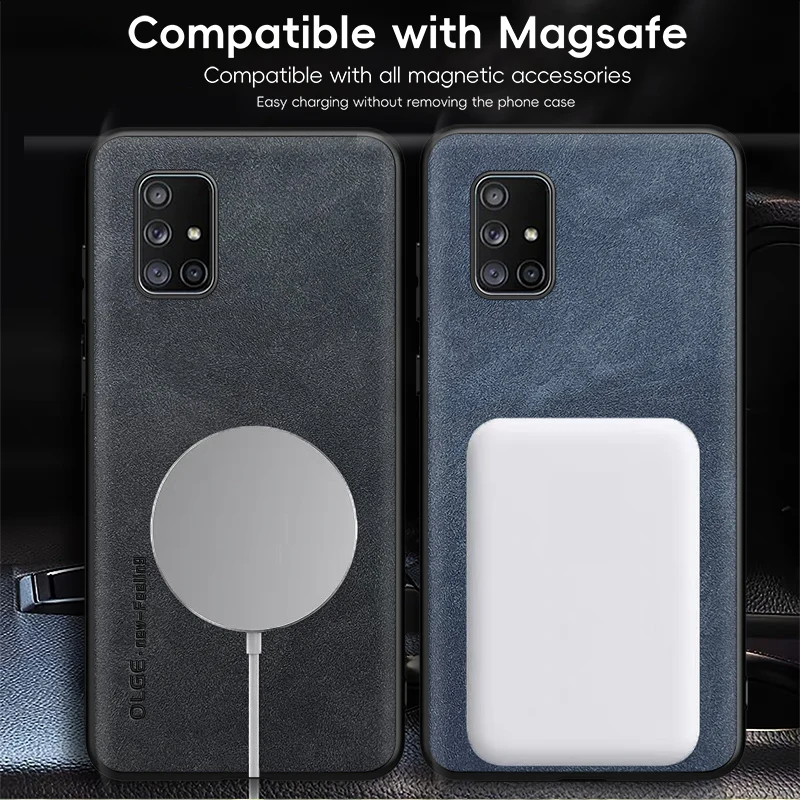 Magnetic Retro Leather Case For Samsung Galaxy A51 A71 4G Wireless Charging Phone Case Cover