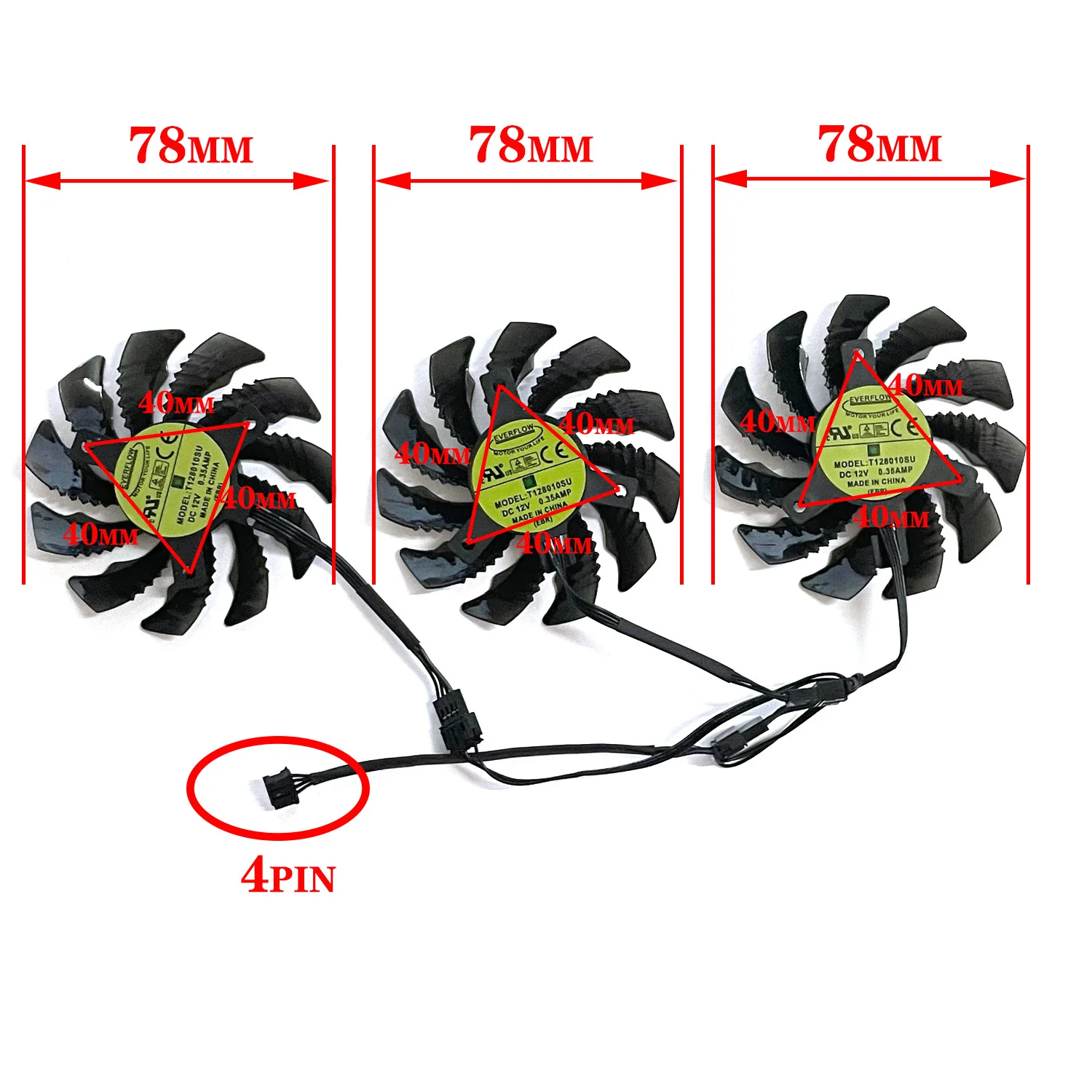 PLD08010S12HH T128010SU DC 12V 0.35A 4 pines para Gigabyte RTX3050 3060TI GTX1660 RX RX6600 6500 6600XT 6900 6800 ventilador de tarjeta gráfica