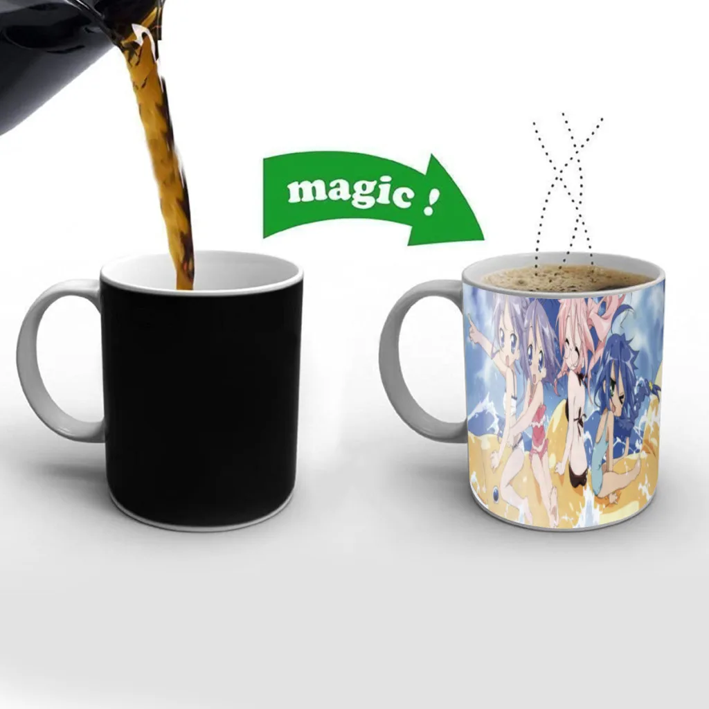 

Lucky Star Izumi Konata Anime Color Changing Mug Cup Safe Packaging Drop Shipping Ceramic Magic coffee Mugs Gift