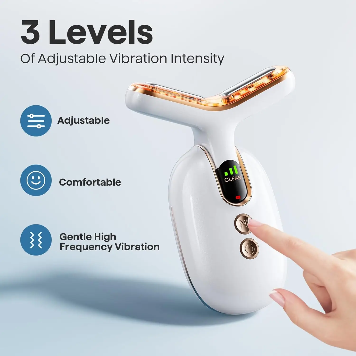 العلاج بالضوء الأحمر للوجه، أداة تدليك الوجه ذات 3 أوضاع مع اهتزاز تسخين للعناية بالبشرة، مدلك الوجه المخفض للتجاعيد إلى S #3