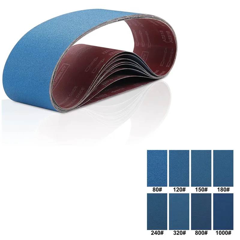 

8pcs Zirconium Sanding Belts 80/120150//180/240/320/800/1000Grits Combined Abrasive Sandpaper 100x915mm Abrasive Tool Blue