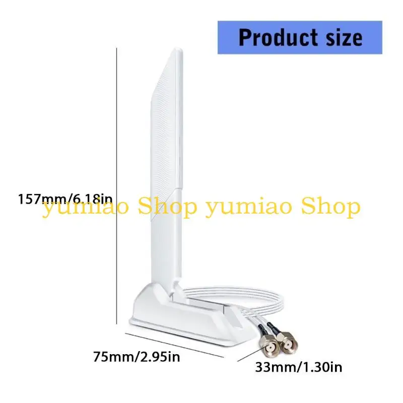 587B 2.4G 6G WiFi6E Antennas Reception 12dB 2SMA Internal Thread Foldable Antennas with Convenient Base