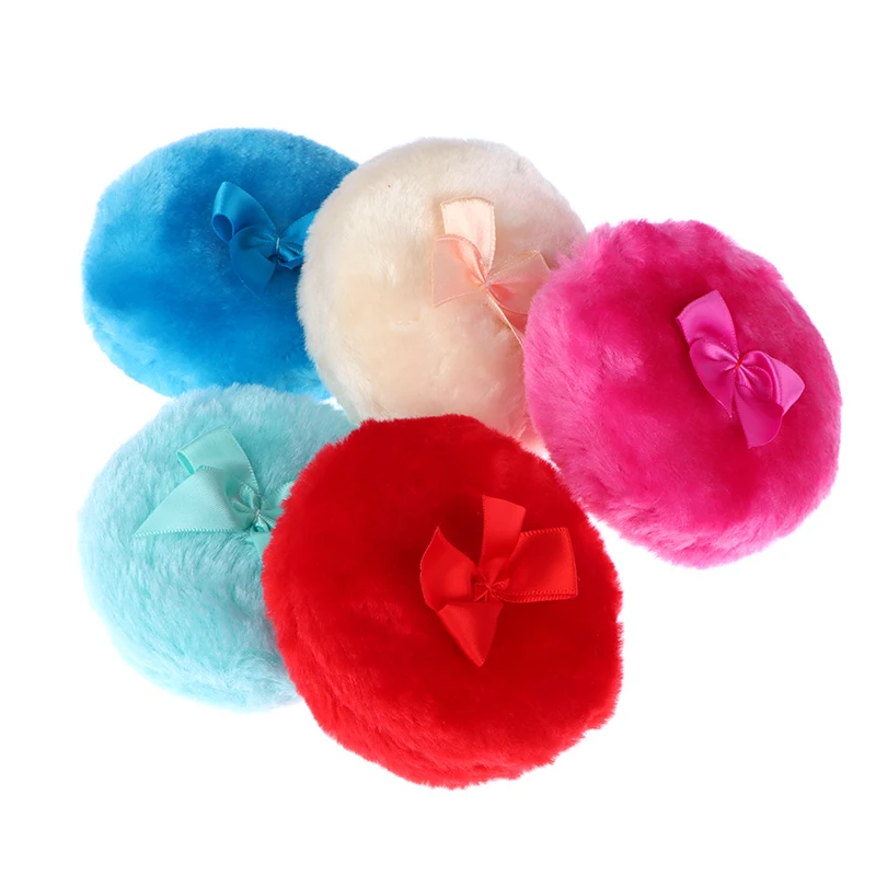 Heart Round Shape Fluffy Sponge Soft Plush Powder Puff With Ribbon Bow Talcum Powder Puff Makeup Cosmetic Beauty Tools