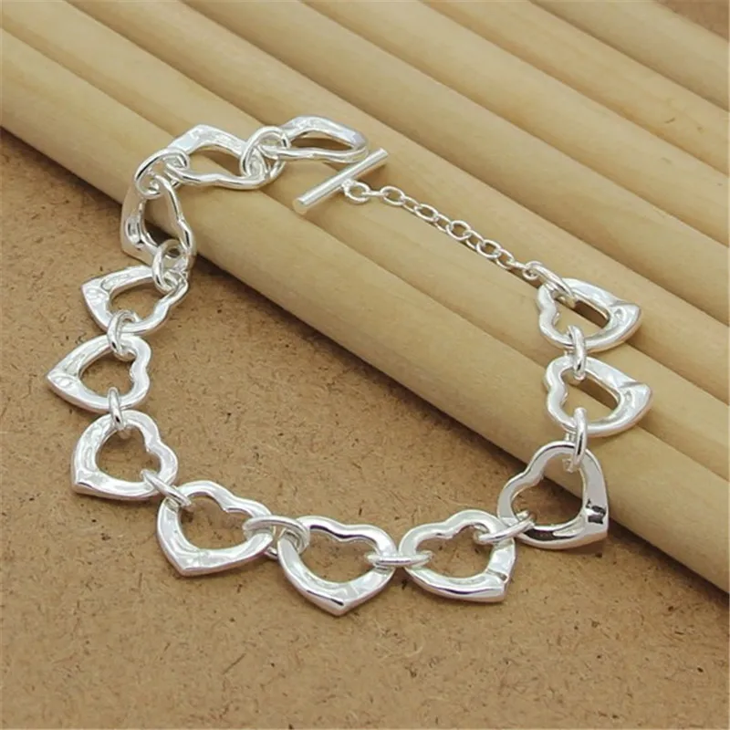 

2025 New 925 Sterling Silver Solid Full Heart Chain Bracelet For Women Man Wedding Engagement Party Charm Jewelry