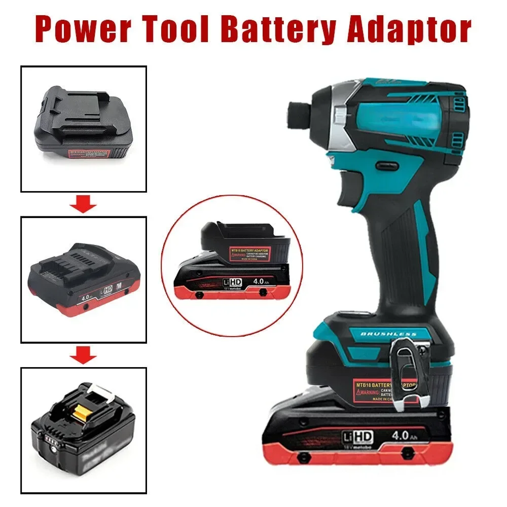 conversor de adaptador de bateria para metabo 18v li ion battery converter para makita 18v lithium battery power tool drill use 01