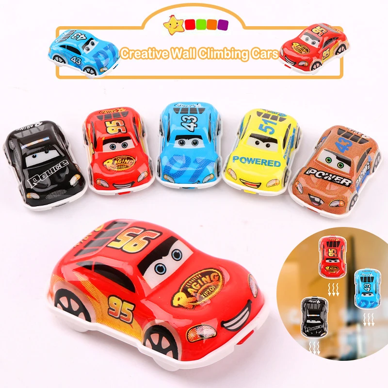 5Pcs Creative Wall-climbing Car Buggy Kids Toys Inertia Car Cartoon Cute Mini Plastic Car Kids Interactive Toys For Boys Gifts