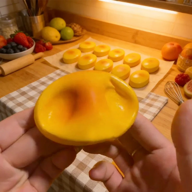 Divertido Set de Regalo de 2 Juguetes Blandos con Forma de Comida, Diseño Realista de Pastel de Queso y Pan, Perfecto para Aliviar el Estrés, Juego Sensorial o Decoración de Escritorio