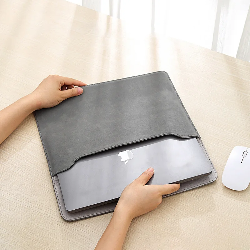 

Portable Scratch Resistant Laptop Sleeve PU Leather Waterproof Tablet Carring Case Wear Resistant Computer Bag Office Use