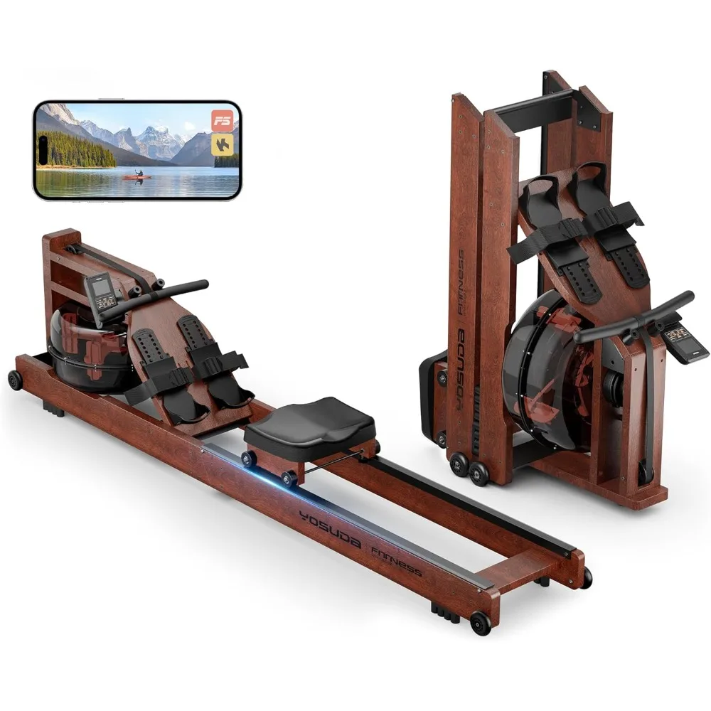 Water Rowing Machines for Home Use- Foldable Rower Machine 400LBS Weight Capacity with Dedicated Monitor & Bluetooth APP