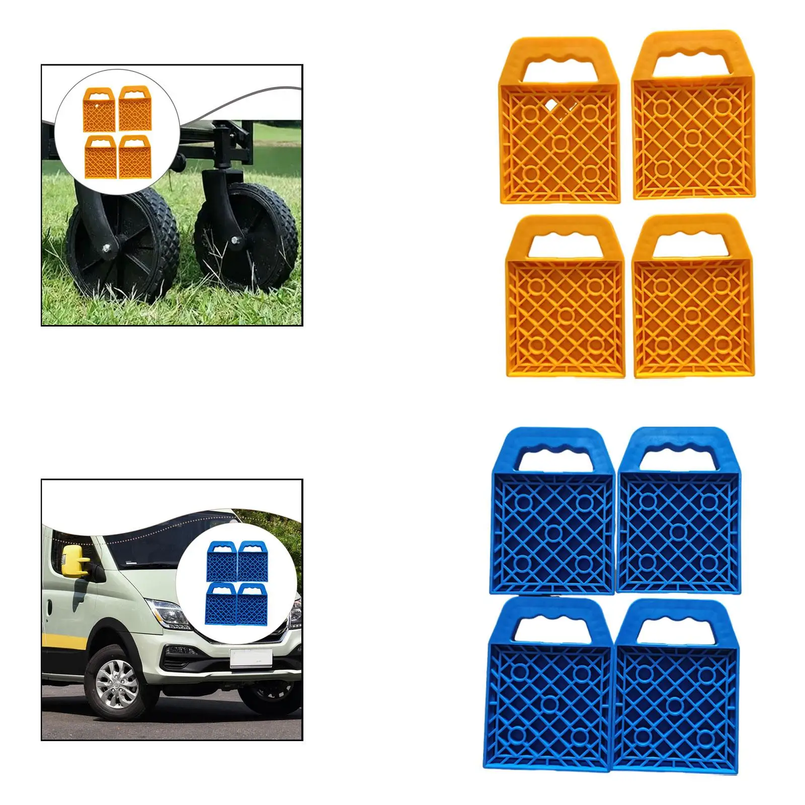 

Professional RV Stabilizer Pads Heavy Duty Trailer Jack Leveling Blocks Antislip Handle for Outdoor Terrain