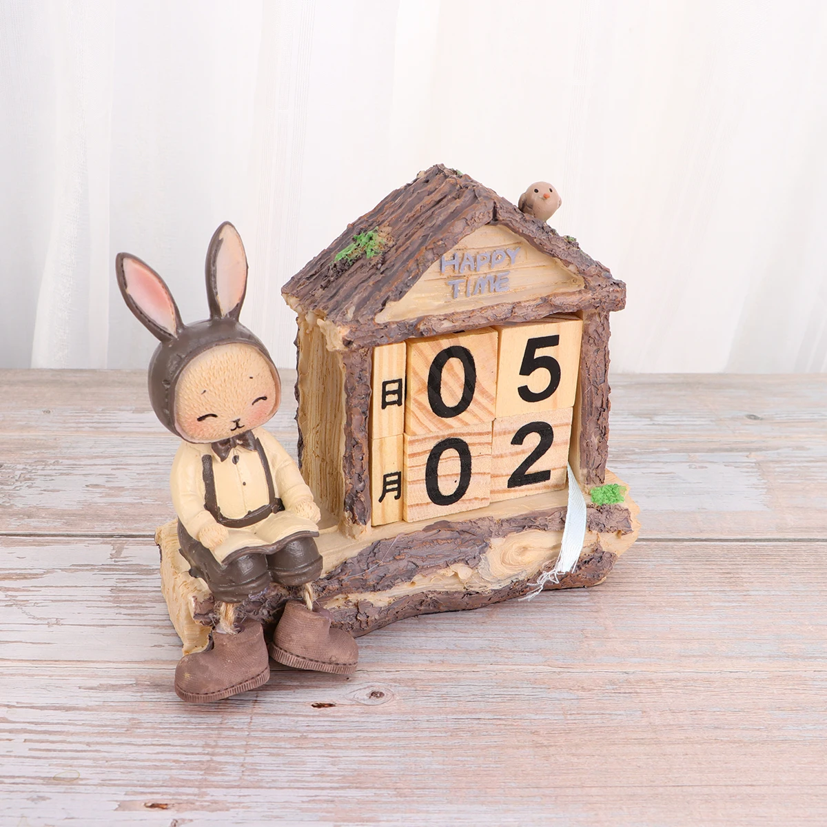

Cabin Decorations Desktop Perpetual Calendar Wooden Shape Bamboo Office The