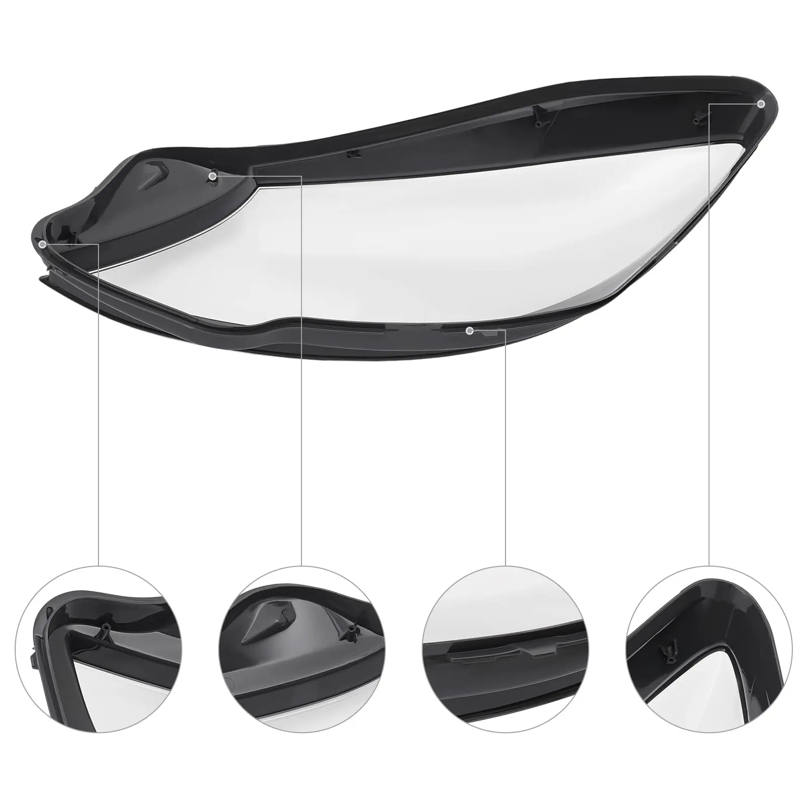 XIJIE ل 2014 2015 2016 2017 بنز W222 S-Class عدسة المصباح الأمامي غطاء الركاب الجانب الأيمن واضح عدسة سوداء RH #4