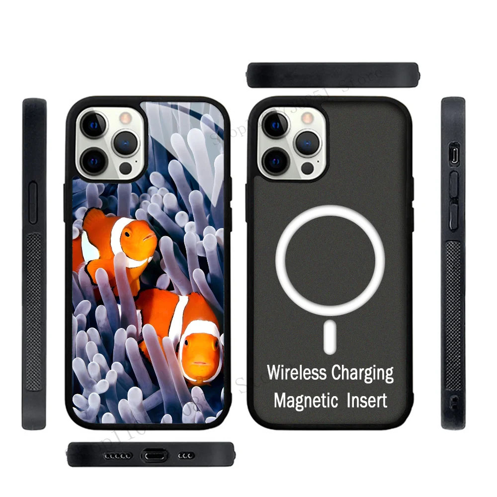 Fish Coral Phone Case Strong Magnetic For IPhone 15 14 13 Pro Max 11 12 Mini Alex Mirror For Magsafe