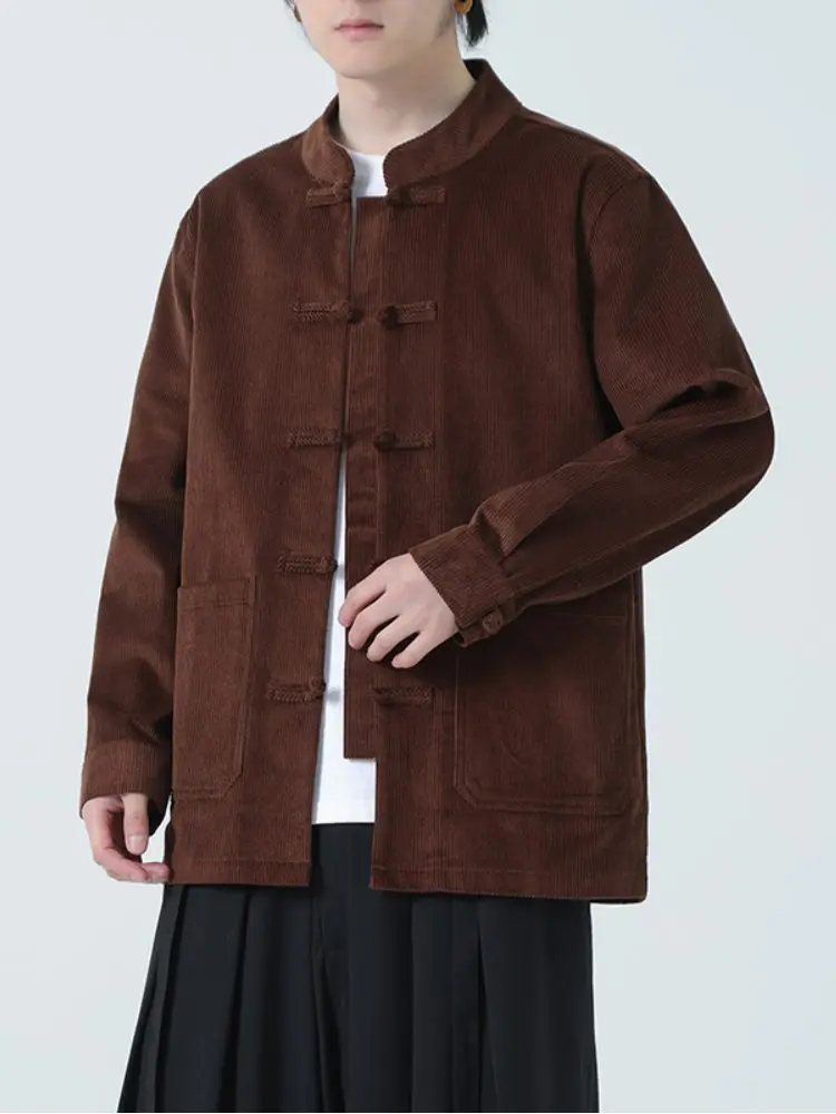 

Весенне-осенняя мужская рубашка с длинным рукавом в новом китайском стиле Тан Ханьфу для мужчин среднего и старшего возраста, повседневная, хлопковая