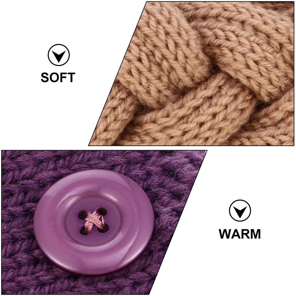 

4Pcs Winter Knitted Ear Warmer Headbands Button Design Warm Head Wrap Women Hairbands Outdoor Cold Weather Protection