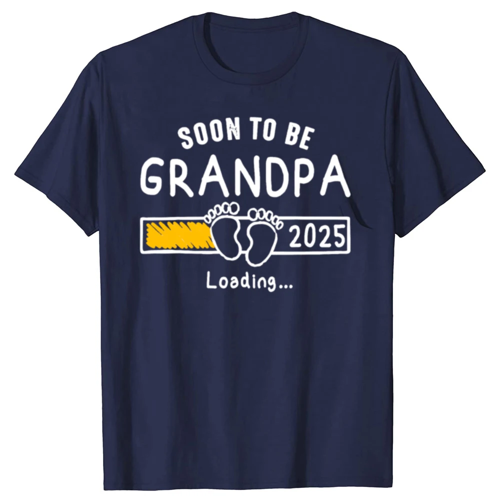 Funny Soon to be Grandpa 2025 Loading Promoted to Grandpa 2025 T-shirts Men Casual Tshirt 100% Cotton Loose Oversized T Shirt