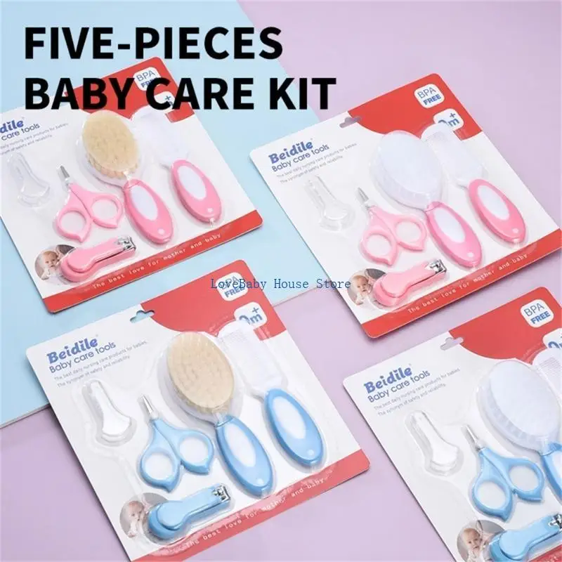 

BX0D Baby Essential Care Tools Set for Infant Toddlers Gentle Head Hands Grooming Set