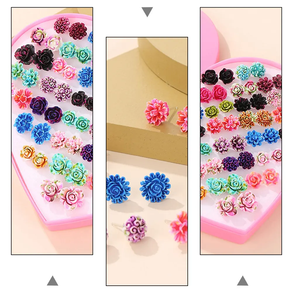 Vintage Resin Flower Ear Pins for Women – Chic Stylish Elegant Earrings Set