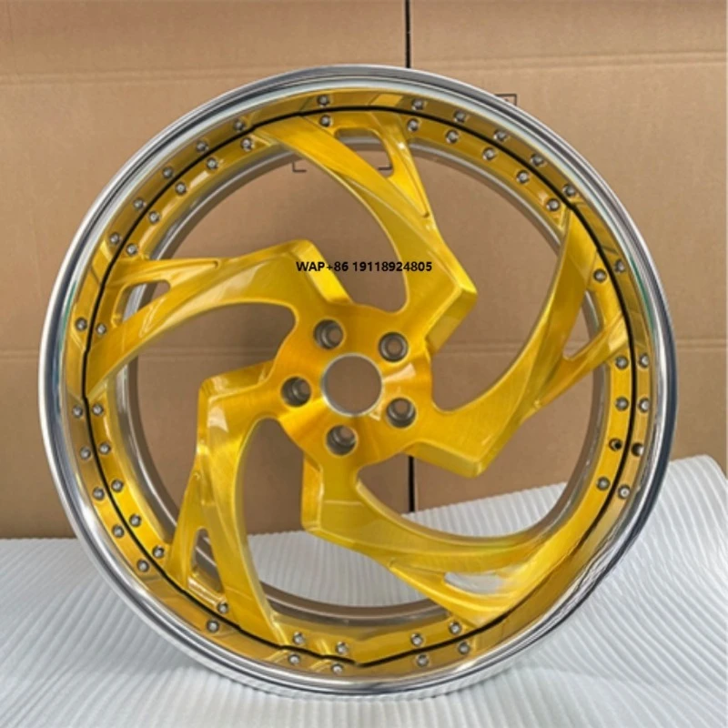 High Quality Custom Brushed Aluminium Alloy 18-26 Inch 5x112/114.3/120 Two-piece Forged Passenger Car Wheel Rims