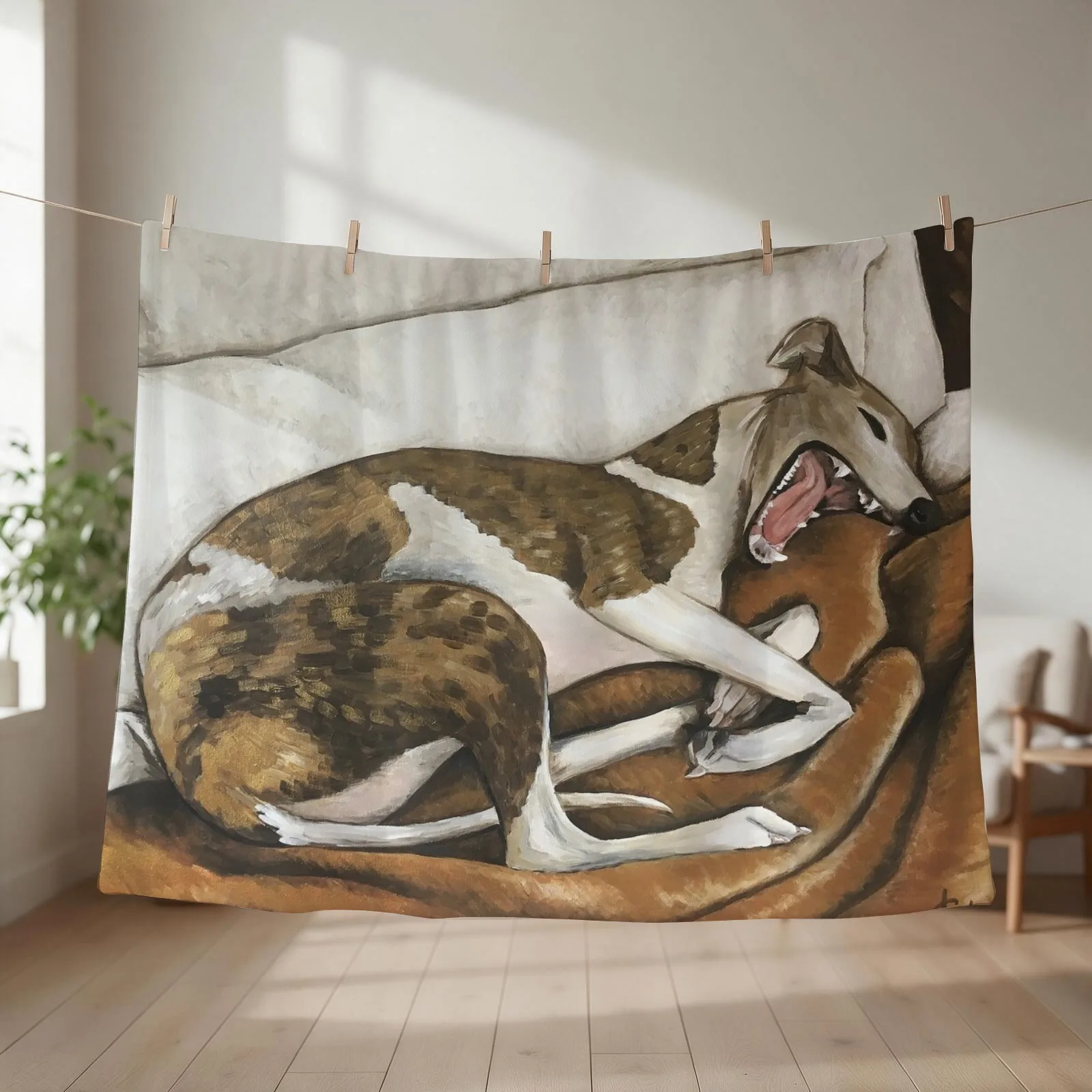 Lazy Days - Whippet resting Throw Blanket couch cozy soft plush fuzzy picnic outdoor blanket