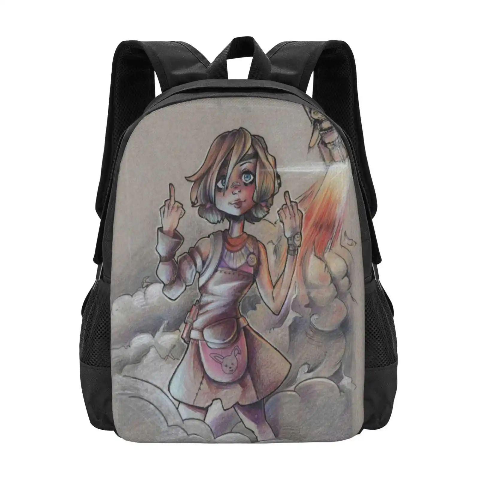 Tiny Tina - Backpacks For School Teenagers Girls Travel Bags Tiny Tina You Bunny Rocket Sign Fire Stupid Funny Cute Gamer