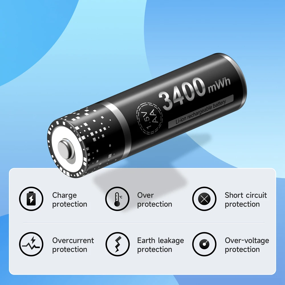 2-16pcs AA Rechargeable Battery 1.5V 3400mWh Li-ion Lithium Liion Li ion 1.5 Volt AA 2A Batteries for Toys Camera Flashlight