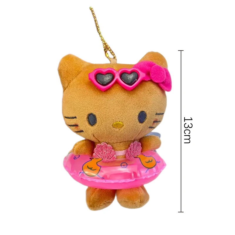 Sanrio Hello Kitty Melody Kuromi boneka mewah diisi gantungan kunci kulit gelap seri Hawaii Anime boneka lembut tas liontin