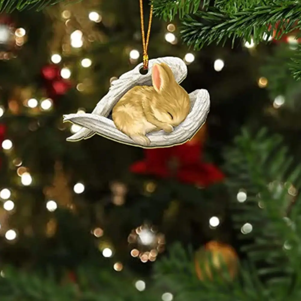 พวงกุญแจสุนัขเทวดานอนหลับน่ารักสำหรับรถยนต์/การตกแต่งบ้านของขวัญคริสต์มาสที่แขวนพวงกุญแจ