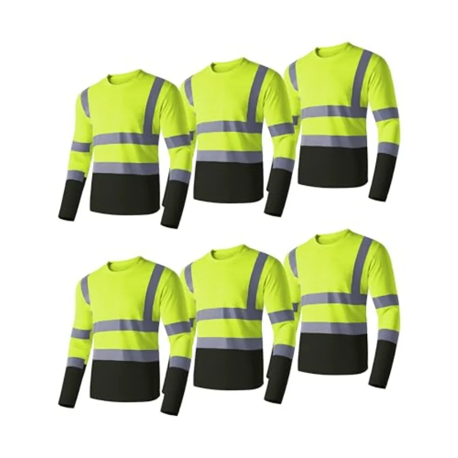 

Ubon Hi Vis Shirts for Men Safety Shirts Long Sleeve High Visibility Reflective Construction Shirts for Work 3-Pack