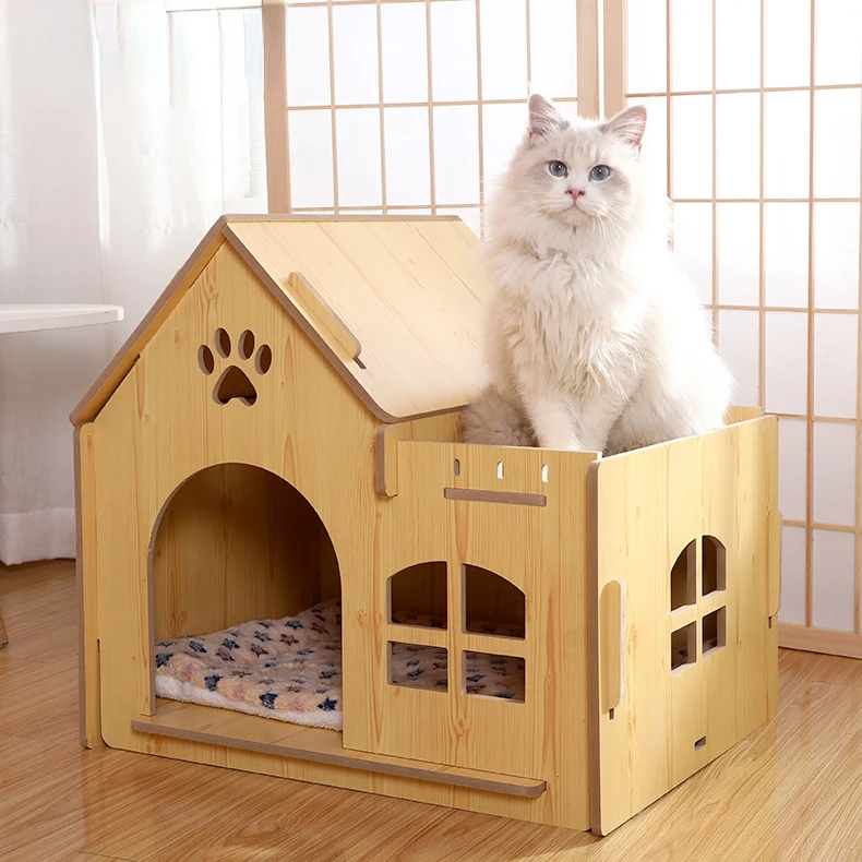 

Removable wooden cat House Dog House Pet Dog House with Window Outdoor cabin Indoor outdoor High quality villa cat supplies