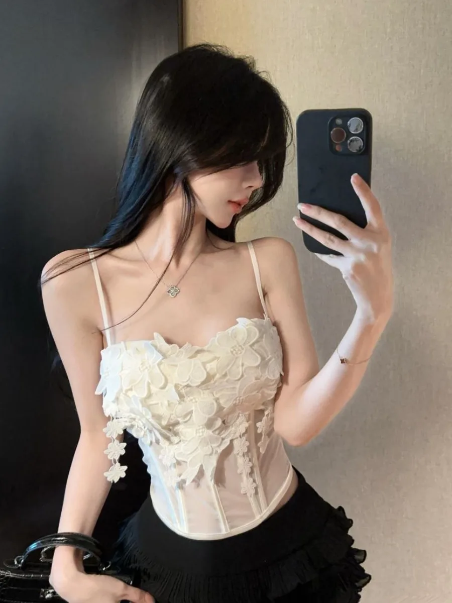 

Женская летняя облегающая майка Pure Desire с 3D цветочной вышивкой, базовая футболка для ношения под одеждой, модный топ для женщин