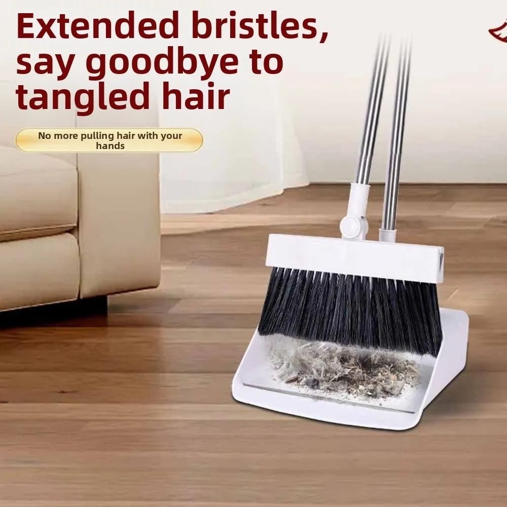 

3-in-1 Folding Broom Set Multi-Surface Cleaning Long Handle Broom Dustpan Set Vertical Storage Comb Tooth Floor Brush