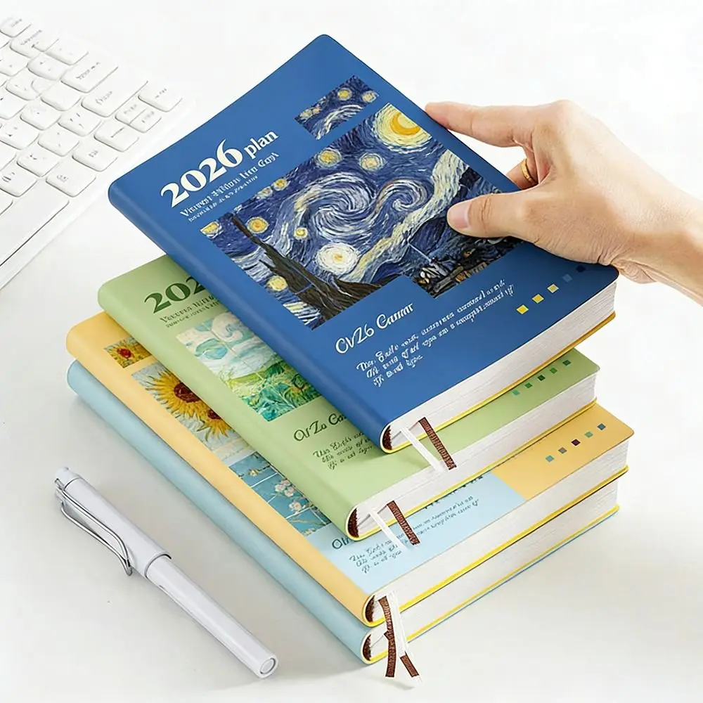 Oil Painting 2026 A5 Notebooks Portable Thick Pages Daily Planner Time Efficiency Manual To Do List Notepad