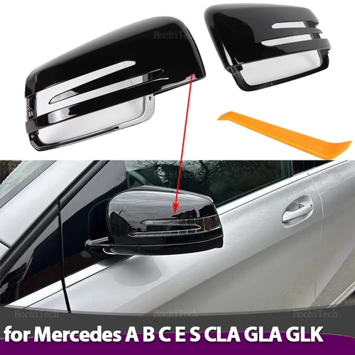 Imagen 1 del producto Tapa de espejo retrovisor negra para mercedes-benz W176 W246 W212 W204 C117 W221 C218 a B C E S CLA GLA GLK clase acceso automático