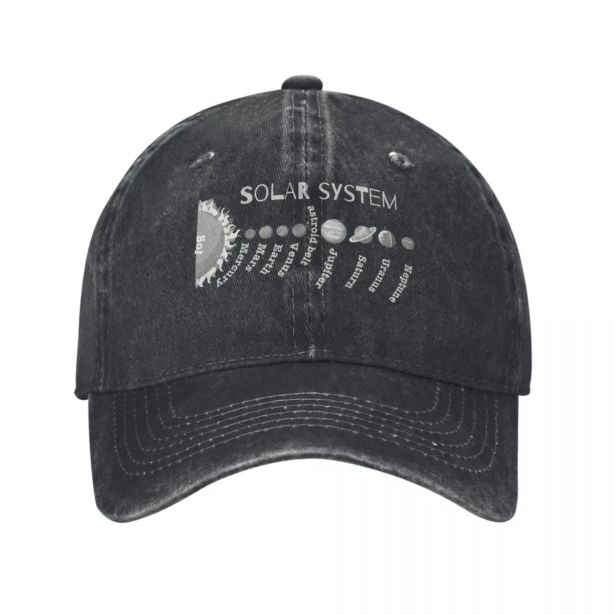

Solar System, Planets Name, Central Sun Design, Astronomy demin Cap Outdoor Adventures Hats Woman Baseball Cap For Men
