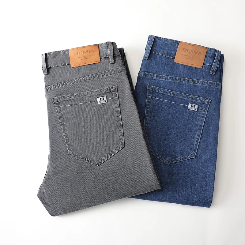 

Premium Lyocell Men's Jeans Relaxed Straight Spring Autumn Fashion Casual Trousers High-End Comfortable Loose Fit Youth Trendy