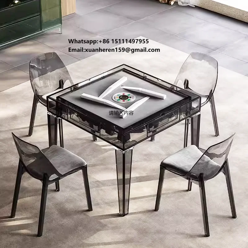 Automatic Multi-Functional Acrylic Mahjong Table Italian Luxury Modern Style for Club Game Room or Family Entertainment