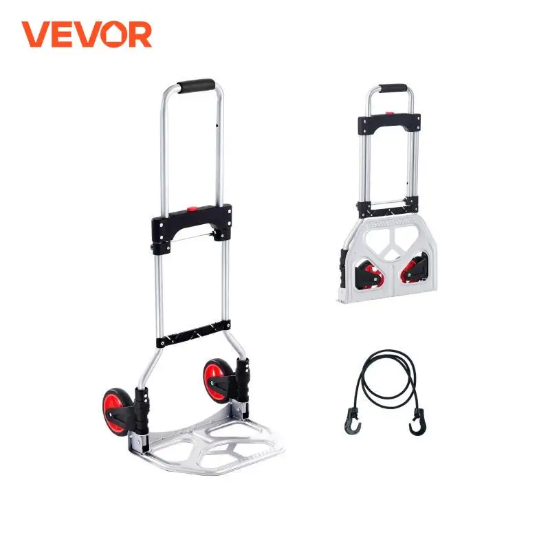 VEVOR 176 lbs Folding Hand Truck Dolly Aluminum Stair Climbing Cart with Telescoping Handle Luggage Trolley for Home Shopping