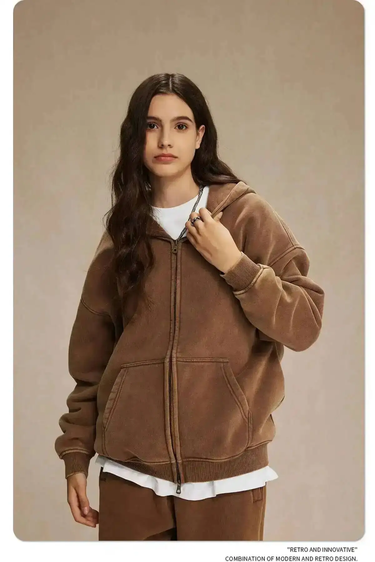 IEFB Men's Wear Wax Printing Vintage Male Hoodies Oversized Loose Zipper Water Washed Plush Sweatshirt Trendy New 9C9349 26 Sa5d5c02e9875458f88cb1eae6f4ee93dI