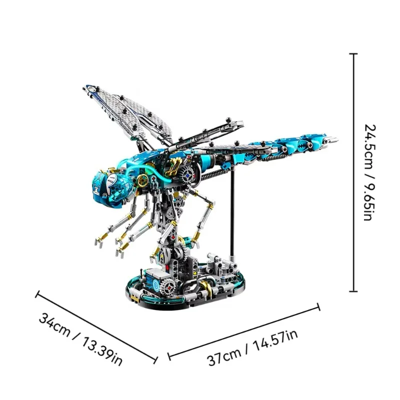 Costruzione creativa di libellula meccanica 866 pezzi Set di blocchi di costruzione di animali MOC giocattolo educativo per bambini Kit di apprendimento per adulti