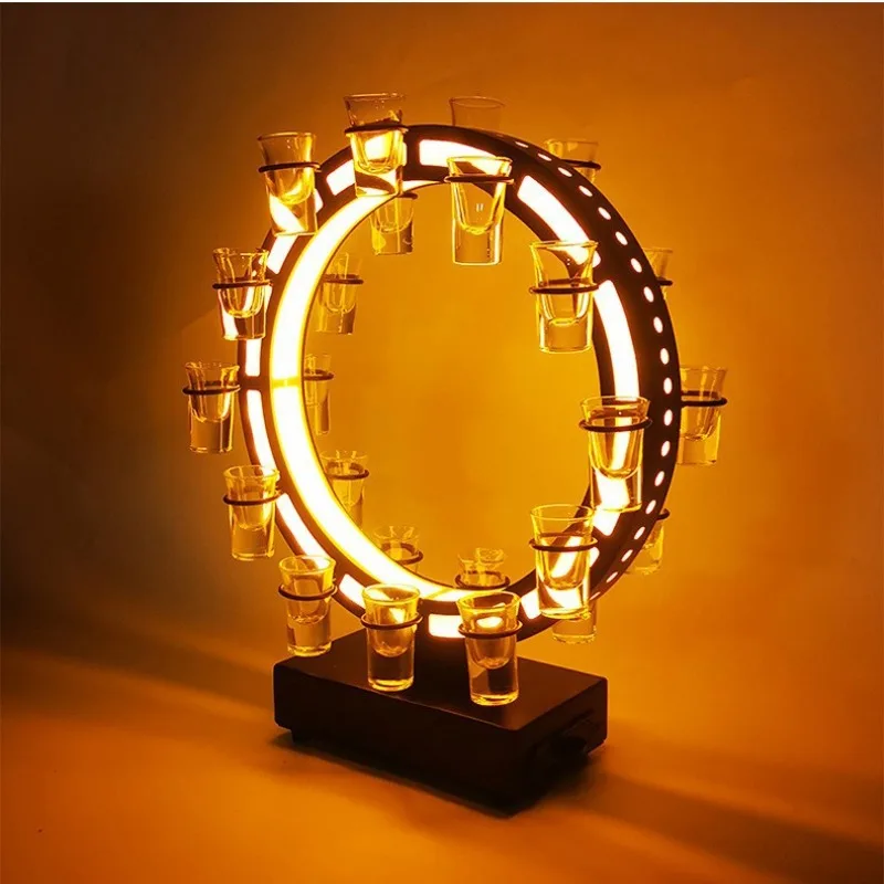 Ferris Wheel Cup Holders Creative LED Lighted Wine Cup Holders Cocktail Gamer Table Cups Holder Bar Ironwork Drinkware