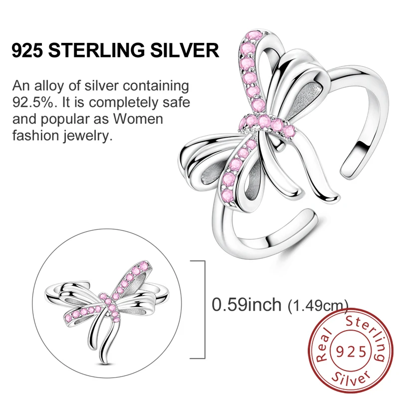 Women's 925 Sterling Silver Retro Heart Bow Star Ring