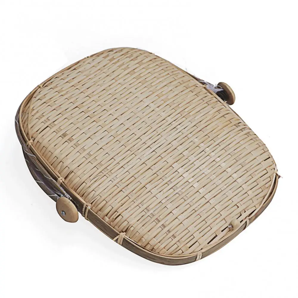 Bamboo Woven Storage Basket Mesh Handmade Food Fruit Anti Flies Net Cover Tent Sundry Container Kitchen Storage Tray