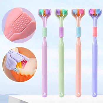 성인용 부드럽고 부드러운 칫솔모 3 헤드 칫솔, 깊고 철저 트리플 클리닝, 여러 각도 구강 관리