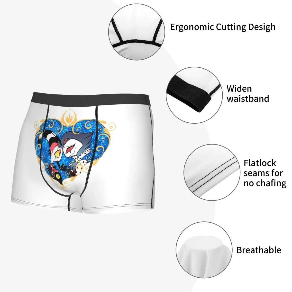 الملاكم السراويل السراويل Helluva Boss Stolas و Blitzo القلب الإطار سراويل الذكور ملابس داخلية مريحة ل أوم رجل صديقها