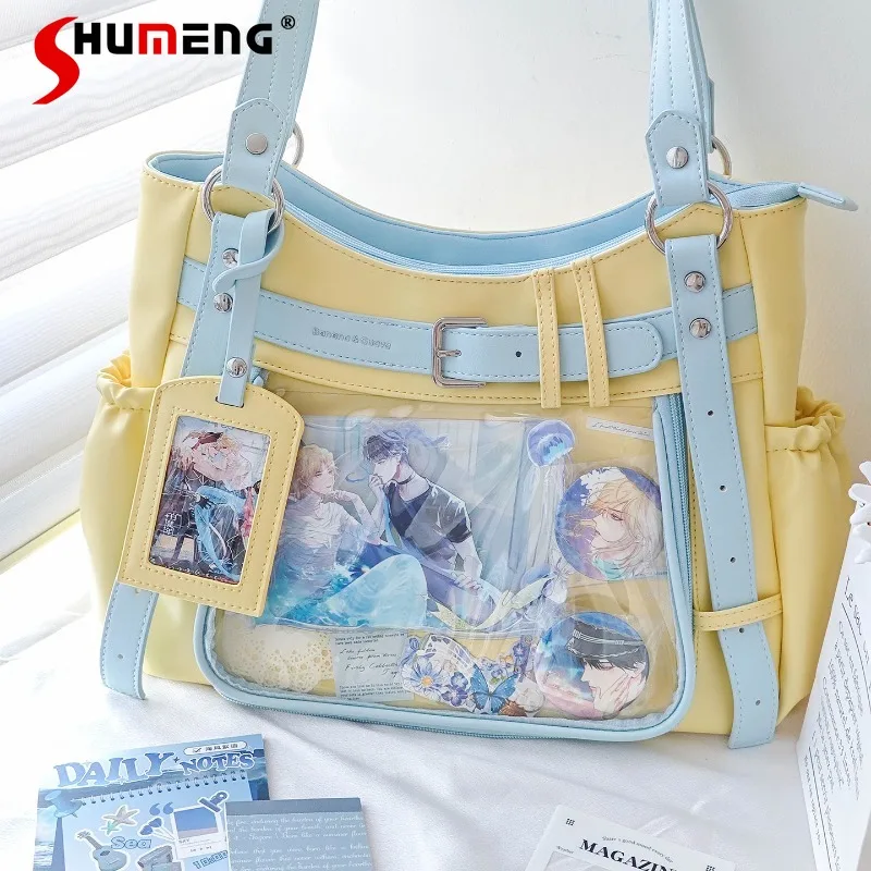 

Japanese Original Design Punk Sweet Heart Pain Bag Large Capacity Large Window Sweet Cool Versatile Loose Shoulder Bags Ladies